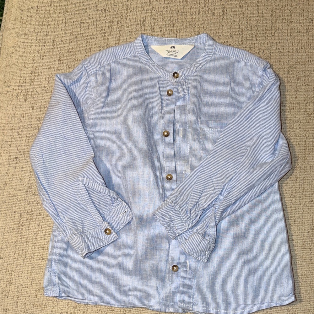 Boys linen button up collarless